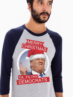 the Donald "Filthy Dems" 3/4 Sleeve Raglan Baseball T Shirt (Unisex)