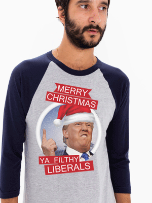 the Donald "Filthy Liberals" 3/4 Sleeve Raglan Baseball T Shirt (Unisex)