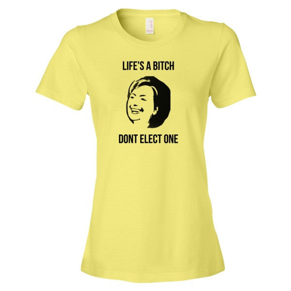 Women's "Life's  A Bitch" Hillary Black Short Sleeve T-Shirt -  - Spring Yellow / S - srce threads - 8