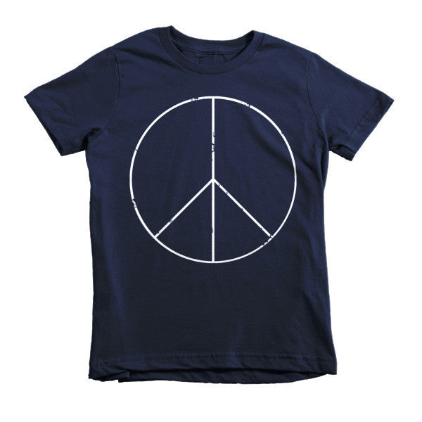 Kid's Peace Sign Skinny White Short Sleeve T-Shirt (Unisex) -  - Navy / 2yrs - srce threads - 3