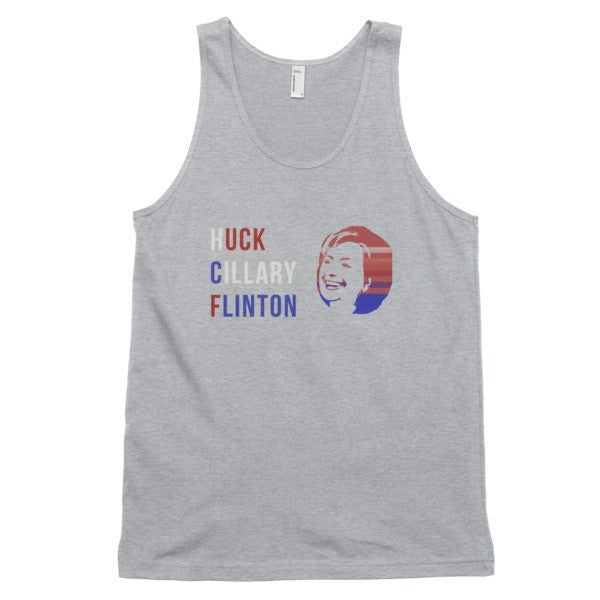 "Huck Cillary Flinton" Say What You Mean Face Classic Tank Top (Unisex) -  - Heather Grey / XS - srce threads - 1