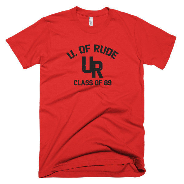 "Rude U." Black Vintage College Summer T-Shirt (Unisex) -  - Red / XS - srce threads - 13