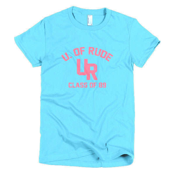 Women's "Rude U." Peach Vintage College Summer T-Shirt -  - Aqua / S - srce threads - 17