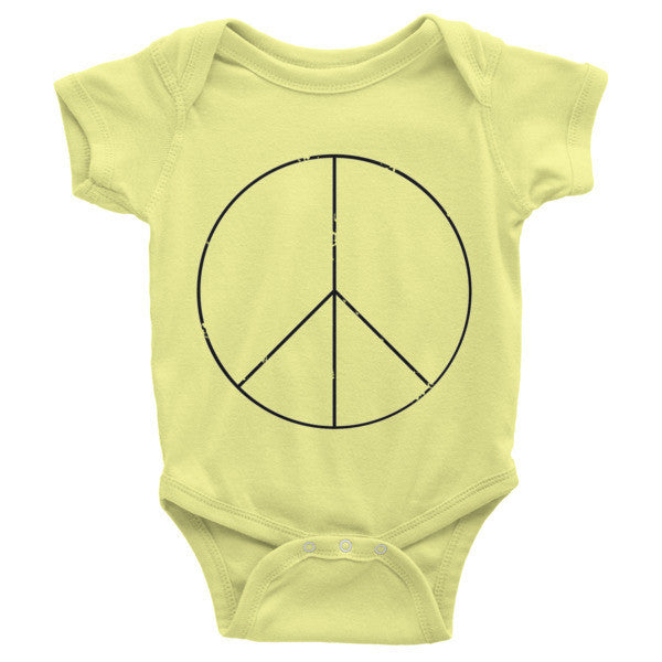 Baby Peace Sign Skinny Short Sleeve Onesie (Unisex) -  - Lemon / 3-6m - srce threads - 6