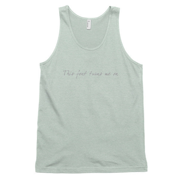 "Turns Me On" Typography Humor Unisex Grey Font Classic Tank Top (Unisex) -  - Ash Grey Sea Foam / XS - srce threads - 8