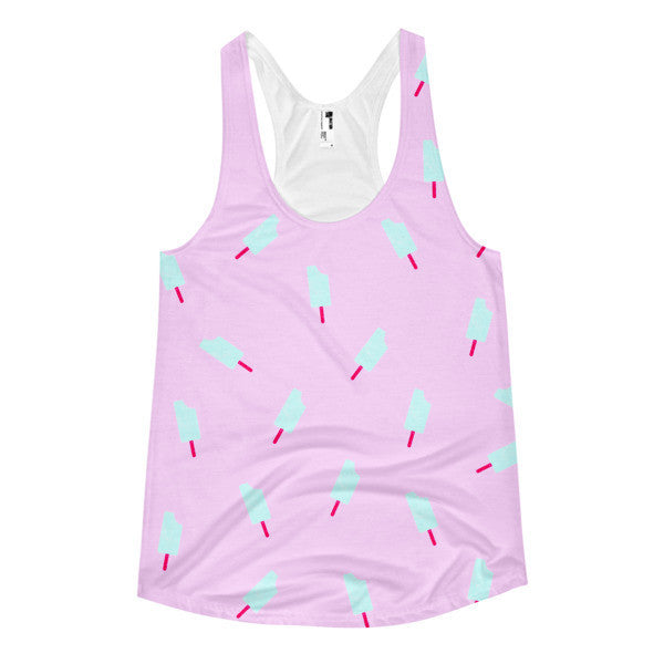 Women's "Summer Drip" Neon Halftone Purple Pink Blue Vintage Ice Cream Racerback Tank -  - XS - srce threads - 1