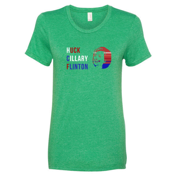 Women's "Huck Cillary Flinton" Say What You Mean Face Short Sleeve T-Shirt -  - Heather Green / S - srce threads - 10