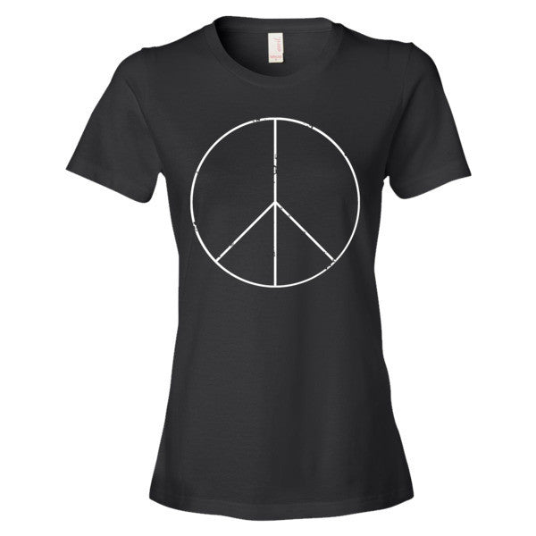 Women's Peace Sign Skinny White Short Sleeve T-Shirt -  - Black / S - srce threads - 2