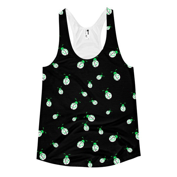 Women's Neon Green Ladybug Racerback Tank -  - XS - srce threads - 1