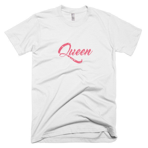 "Queen" Peach Vintage Calligraphy Short Sleeve T-shirt (Unisex) -  - White / XS - srce threads - 1