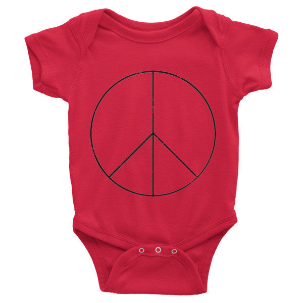 Baby Peace Sign Skinny Short Sleeve Onesie (Unisex) -  - Red / 3-6m - srce threads - 8