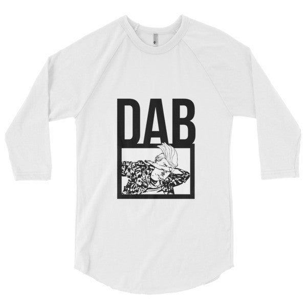 Classic Bold "Dab Trump" 3/4 Sleeve Raglan Baseball Tee Shirt -  - White/White / XS - srce threads - 13