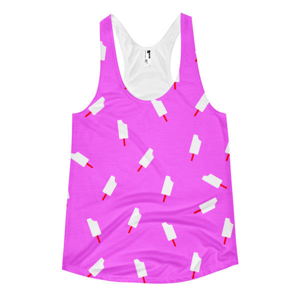 Women's "Summer Drip" Neon Pinks Vintage Ice Cream Racerback Tank -  - XS - srce threads - 1