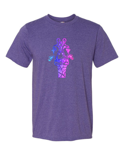 Short Sleeve Trippy Giraffe T-Shirt -  - Heather Purple / S - srce threads - 5