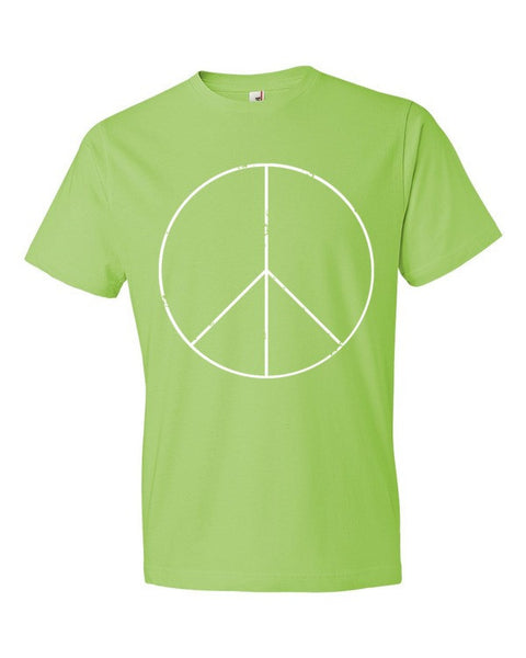 Peace Sign Skinny White Short Sleeve T-Shirt (Unisex) -  - Key Lime / S - srce threads - 10