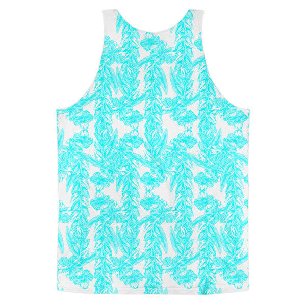 Tropical Ivy Pop Neon Blue Racerback Summer Tank Top (Unisex) -  -  - srce threads - 2