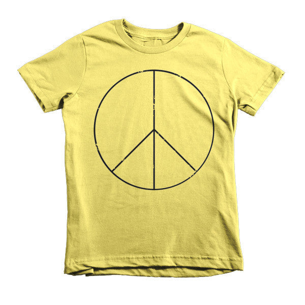 Kid's Peace Sign Skinny Short Sleeve T-Shirt (Unisex) -  - Lemon / 2yrs - srce threads - 8