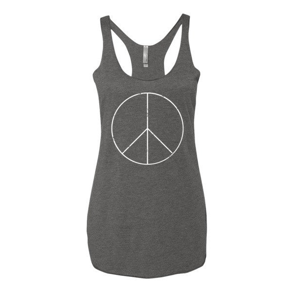 Women's Peace Sign Skinny White Racerback Tank Top (Unisex) -  - Premium Heather / XS - srce threads - 5