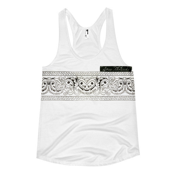 Women's Classic Fit SRCE Brand Bandana Black Summer Racerback Tank -  - XS - srce threads - 1