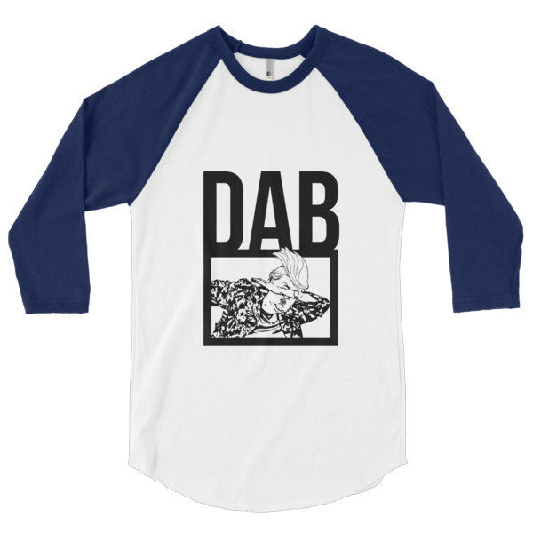 Classic Bold "Dab Trump" 3/4 Sleeve Raglan Baseball Tee Shirt -  - White/Navy / XS - srce threads - 7