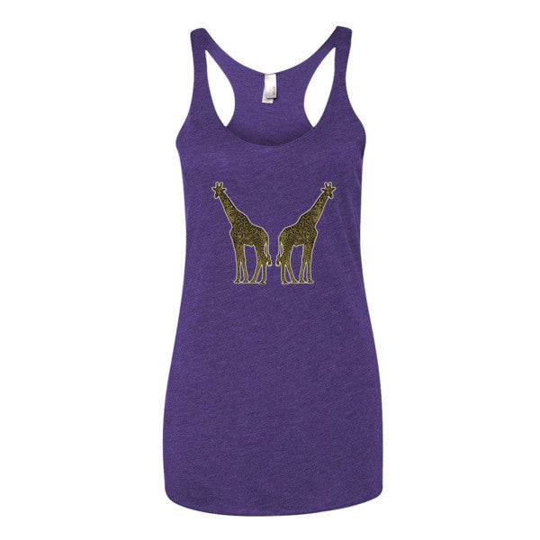 Women's Giraffe Double Paint Daub Racerback Tank Top -  - Purple Rush / XS - srce threads - 7