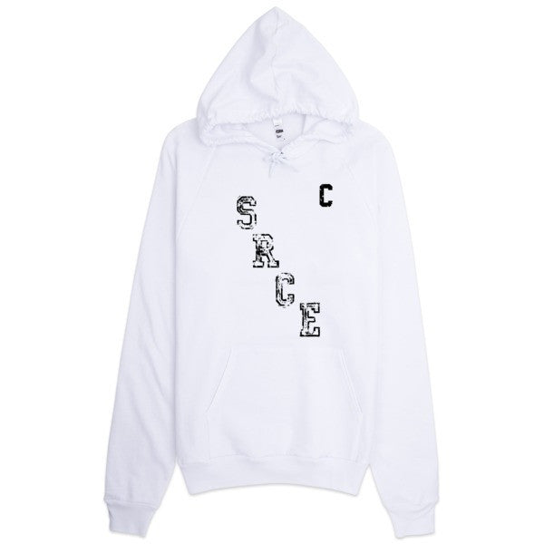 SRCE Vintage Hockey Diagonal Letters Black Captain Hoodie -  - White / XS - srce threads - 1
