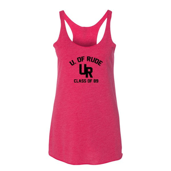 Women's "Rude U." Black Vintage College Summer Tank Top -  - Vintage Shocking Pink / XS - srce threads - 10