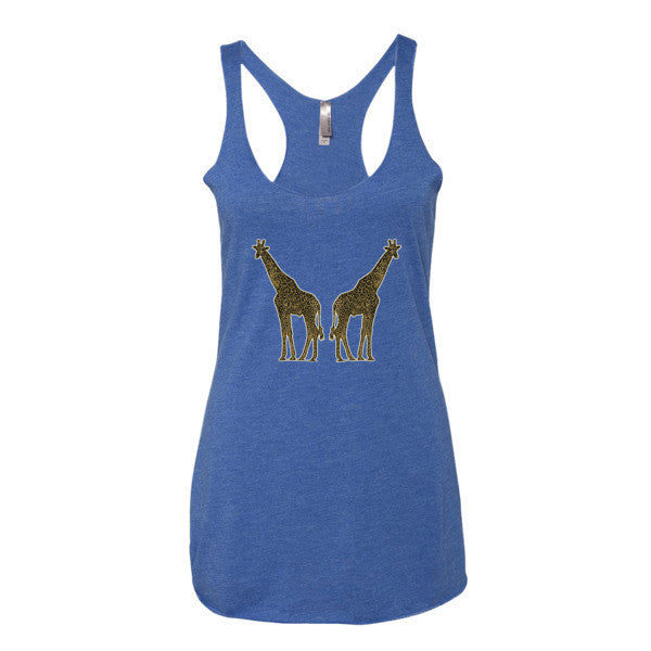 Women's Giraffe Double Paint Daub Racerback Tank Top -  - Vintage Royal / XS - srce threads - 9