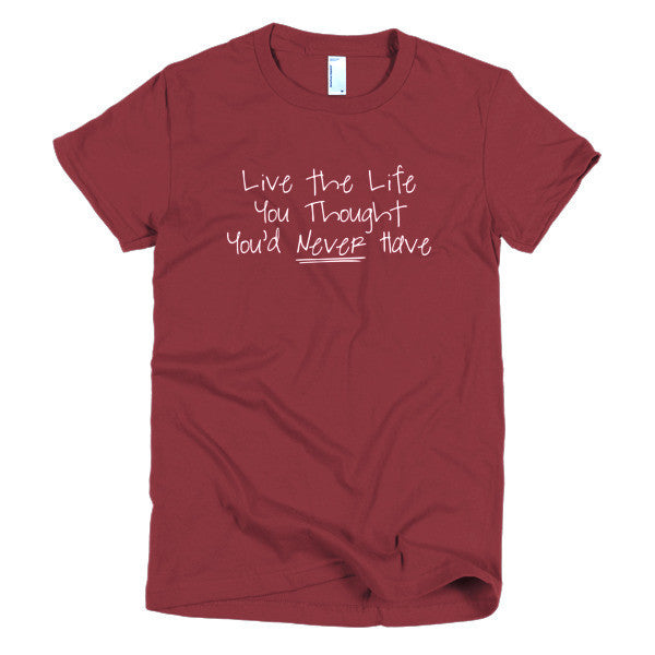 Women's "Live the Life" Motivation White Short Sleeve T-Shirt -  - Cranberry / S - srce threads - 15