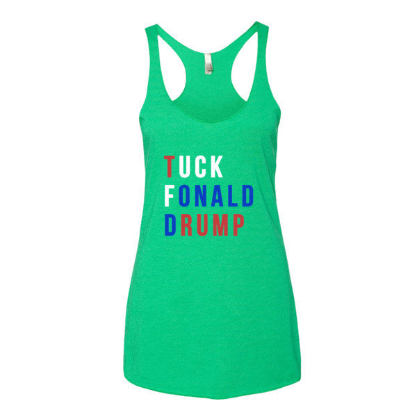 Women's Tuck Fonald Drump Presidential Summer Racerback Tank Top -  - Envy / XS - srce threads - 8