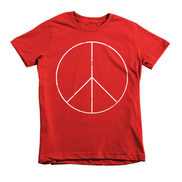Kid's Peace Sign Skinny White Short Sleeve T-Shirt (Unisex) -  - Red / 2yrs - srce threads - 16