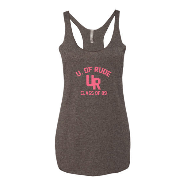 Women's "Rude U." Peach Vintage College Summer Tank Top (Unisex) -  - Macchiato / XS - srce threads - 2