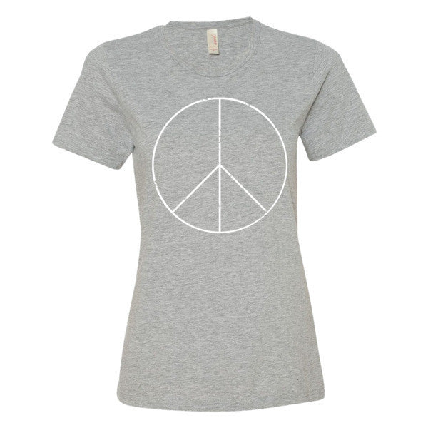 Women's Peace Sign Skinny White Short Sleeve T-Shirt -  - Heather Grey / S - srce threads - 7