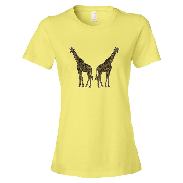 Women's Giraffe Double Paint Daub Short sleeve T-Shirt -  - Spring Yellow / S - srce threads - 13