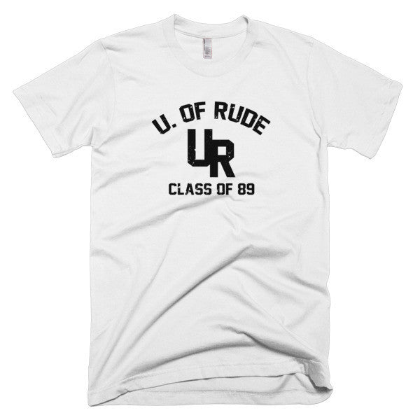 "Rude U." Black Vintage College Summer T-Shirt (Unisex) -  - White / XS - srce threads - 1