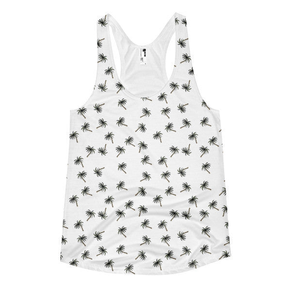 Women's Vintage Trippy Palm Tree Summer Racerback Tank -  - XS - srce threads - 1