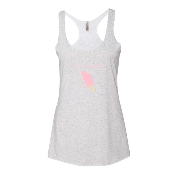 Women's "No Sharesies" Summer Drip Vintage Ice Cream Racerback Tank Top -  - Heather White / XS - srce threads - 9