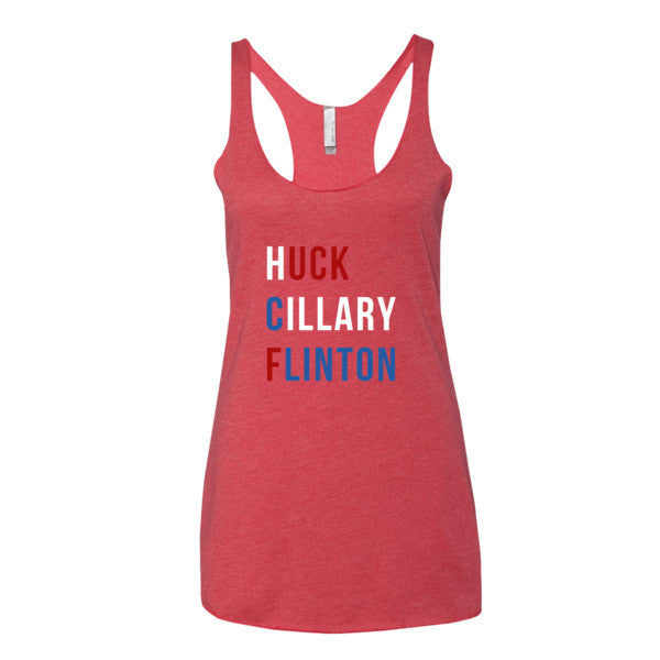 Women's "Huck Cillary Flinton" Say What You Mean Racerback Tank Top -  - Vintage Red / XS - srce threads - 11