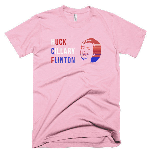 "Huck Cillary Flinton" Say What You Mean Face Short Sleeve T-Shirt (Unisex) -  - Pink / XS - srce threads - 11