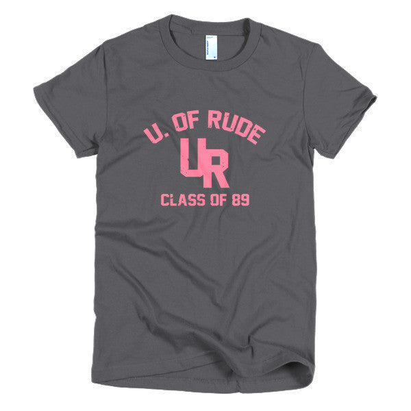 Women's "Rude U." Peach Vintage College Summer T-Shirt -  - Asphalt / S - srce threads - 3