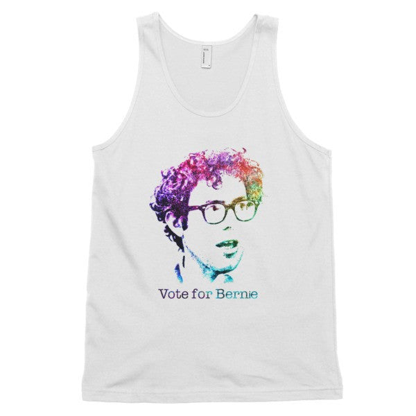 Short Sleeve Vintage Vote for Bernie Rainbow Portrait Rally Classic Tank Top (Unisex) - Vintage Throwback Style Rally Design -  - White / XS - srce threads - 1