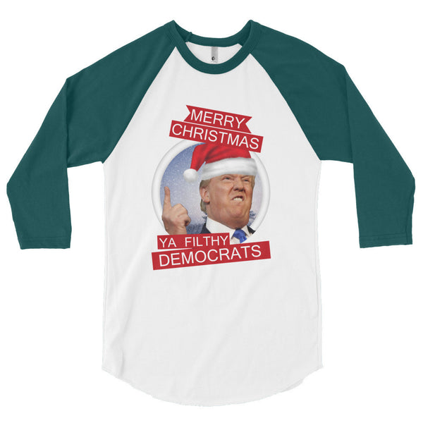 the Donald "Filthy Dems" 3/4 Sleeve Raglan Baseball T Shirt (Unisex)