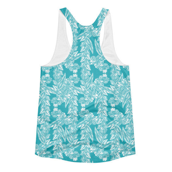 Women's Trop Vine Off Teal Blue Summer Racerback Tank Top -  -  - srce threads - 2