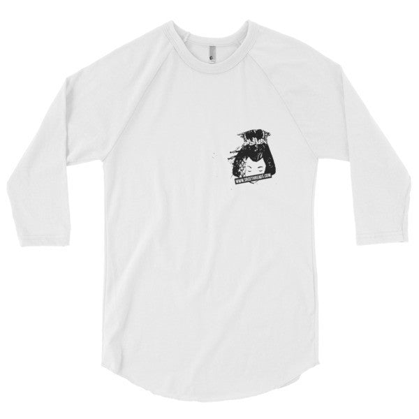 Classic SRCE Geisha Brand Censor 3/4 Sleeve Raglan Baseball Tee Shirt (Unisex) - No Back -  - White/White / XS - srce threads - 16