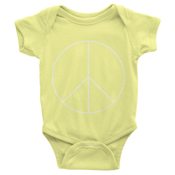 Baby Peace Sign Skinny White One Piece (Unisex) -  - Lemon / 3-6m - srce threads - 9