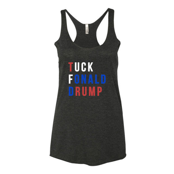 Women's Tuck Fonald Drump Presidential Summer Racerback Tank Top -  - Vintage Black / XS - srce threads - 1