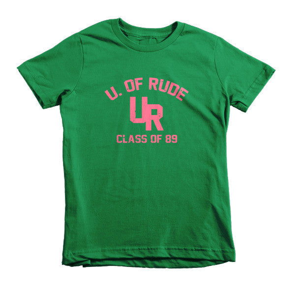 Kid's "Rude U." Peach Vintage College Summer T-Shirt (Unisex) -  - Kelly Green / 2yrs - srce threads - 7