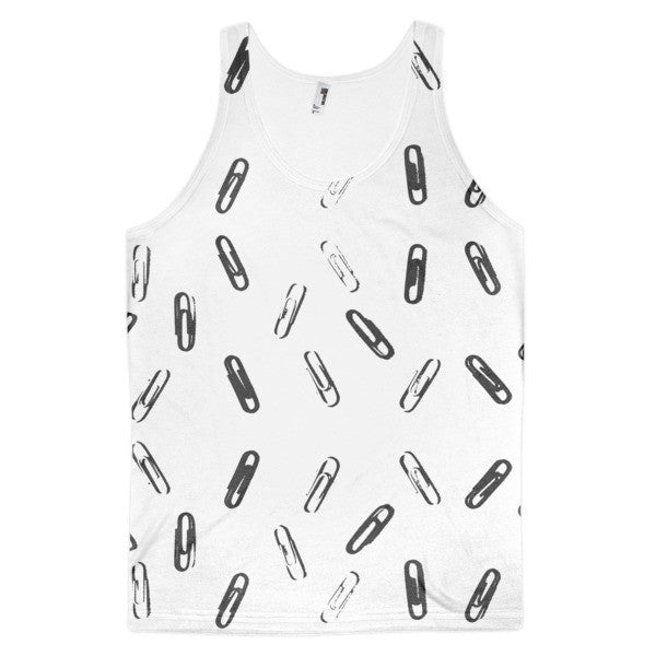 Classic SRCE Brand Paper Clip Pattern Black White Tank (Unisex) -  - XS - srce threads - 1