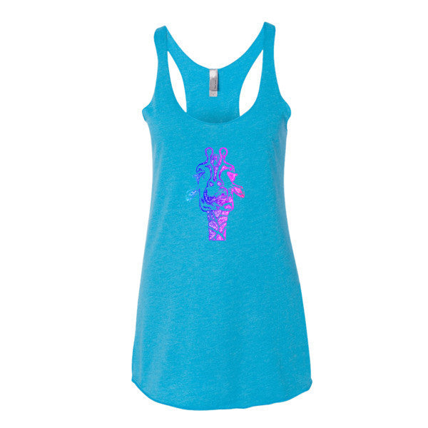 Women's Trippy Giraffe Summer Tank Top -  - Vintage Turquoise / XS - srce threads - 10