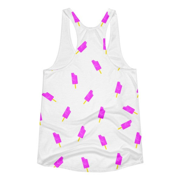 Women's "Summer Drip" Neon Pink Vibe Vintage Ice Cream Racerback Tank -  -  - srce threads - 2